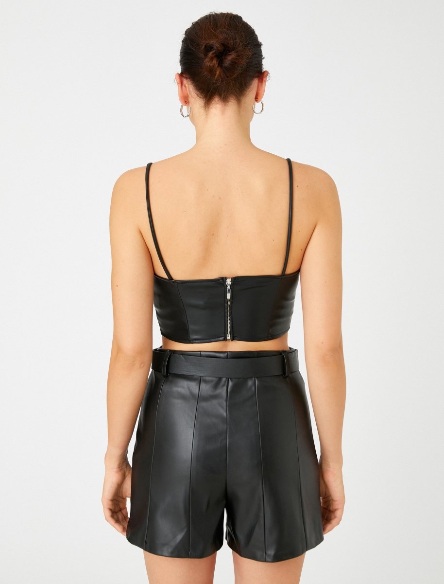 Cropped Vegan Leather Bustier