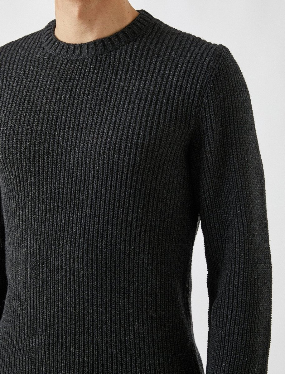 Waffle Knit Sweater in Anthracite - Usolo Outfitters