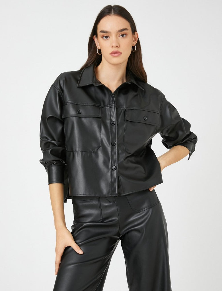 Faux Leather Shirt - Usolo Outfitters