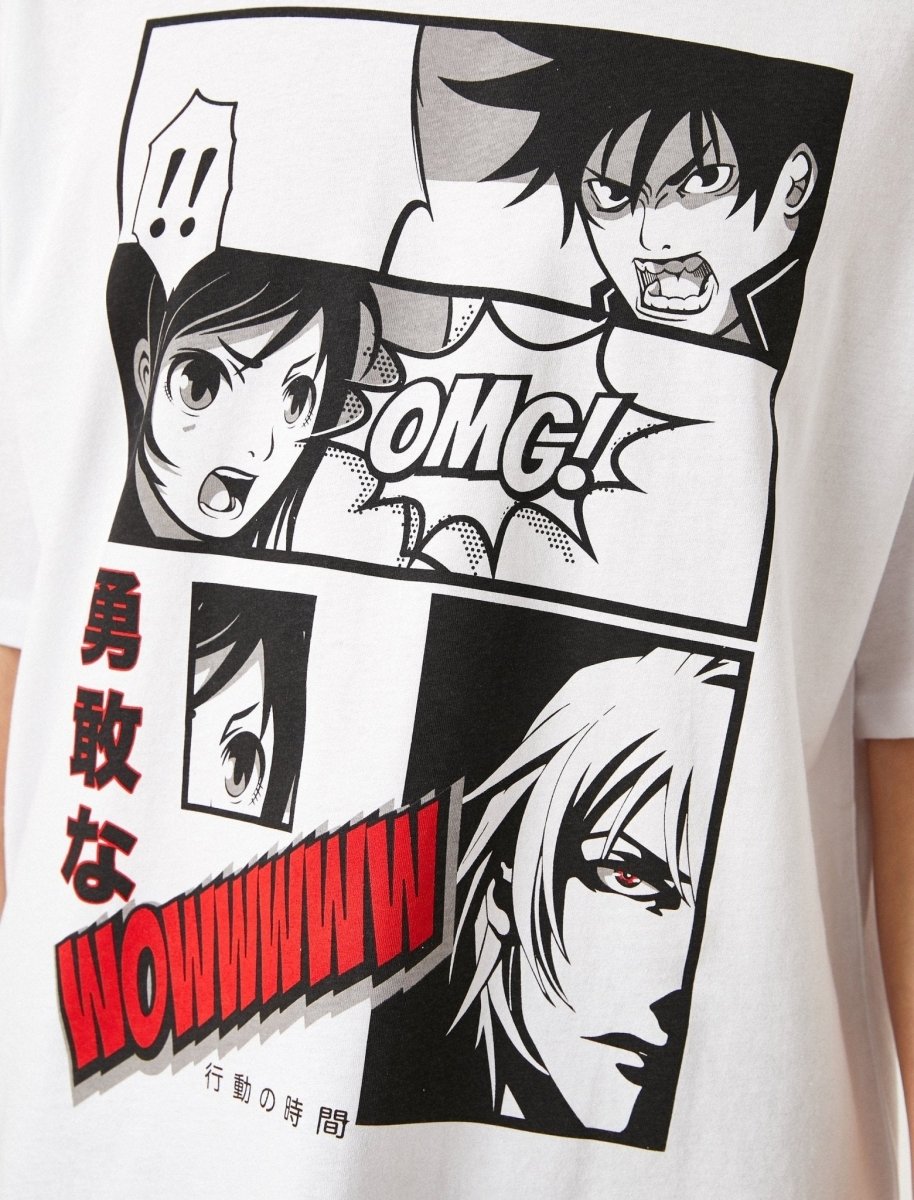 Oversize Japanese Anime Faces in White - Outfitters Usolo T-shirt