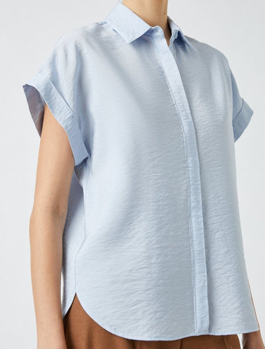 Square Neck Short Sleeve Bodysuit in Blue - Usolo Outfitters