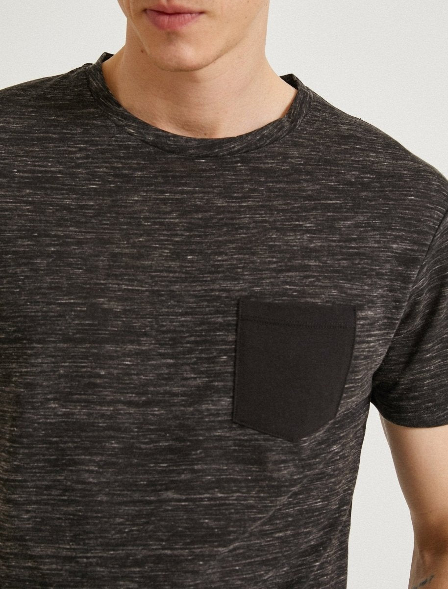 Slub Stripe Pocket T-Shirt in Anthracite - Usolo Outfitters-KOTON