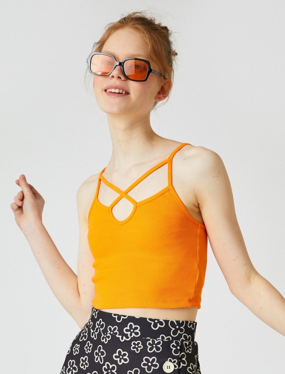 Strappy Neck Fitted Cami Top in Orange