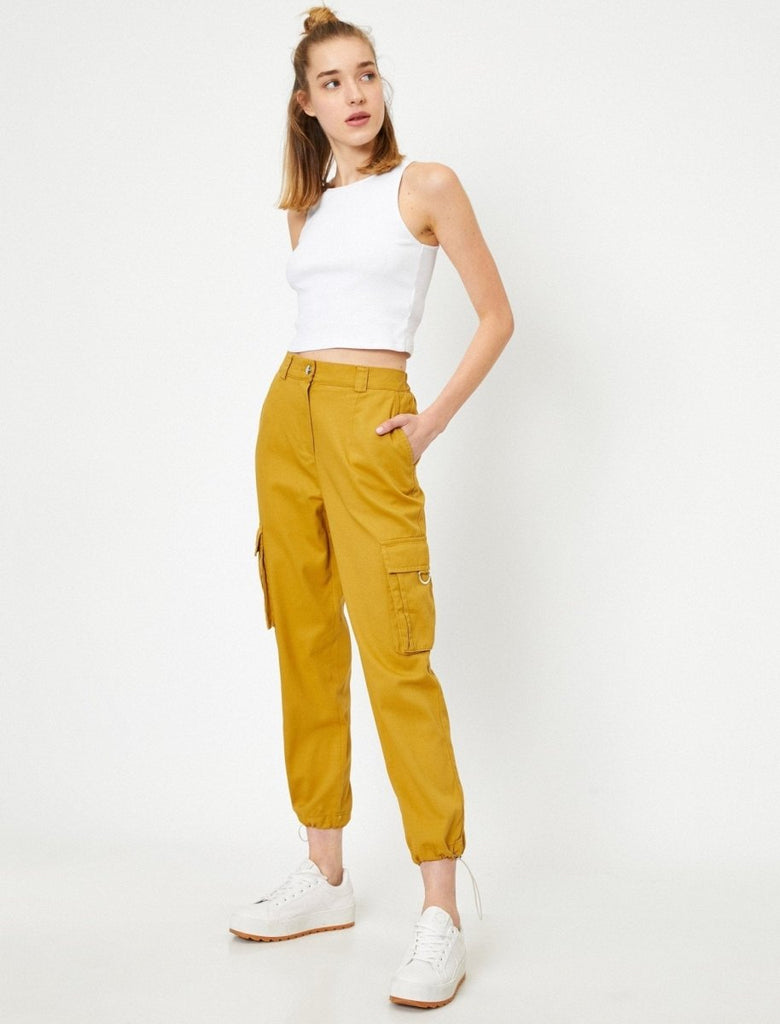 Twill Cargo Joggers in Mustard - Usolo Outfitters