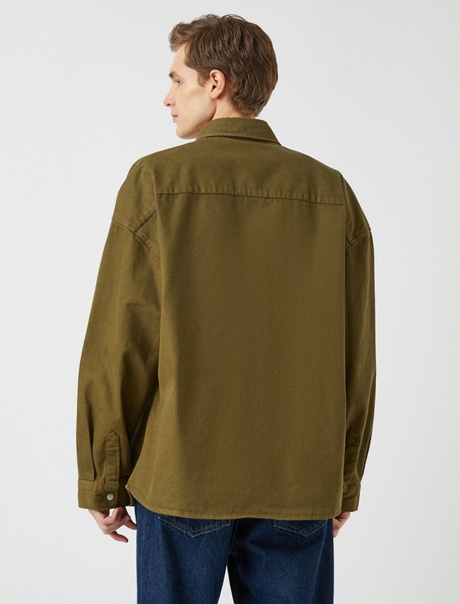Twill Overshirt Jacket in Khaki - Usolo Outfitters
